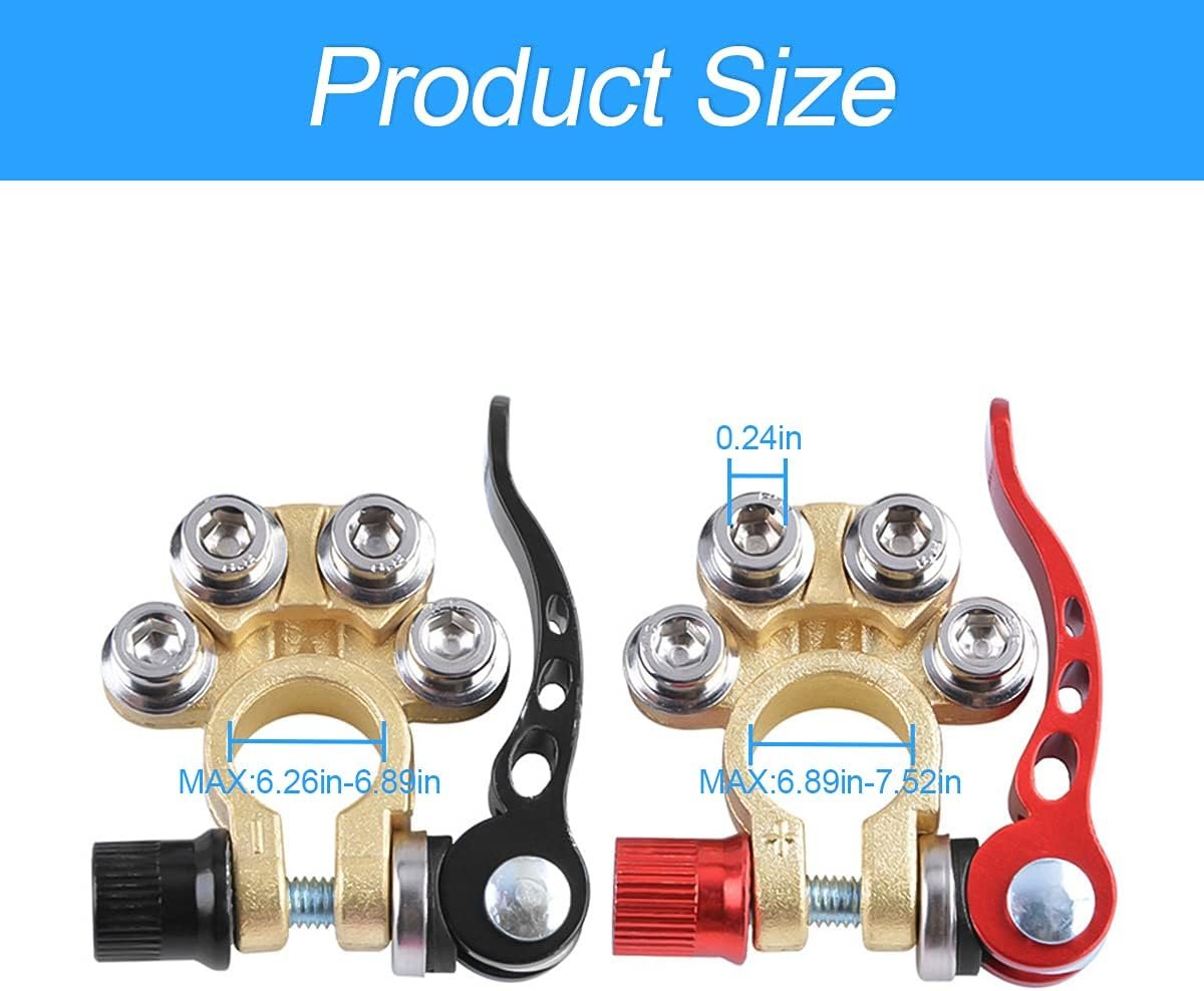 Car Battery Terminal Connectors, 2 Pcs 4 Way Quick Release Disconnect Car Battery Terminal for SAE/JIS Type A Posts, Compatible With Cars, Vans, Trucks and More - Image 3