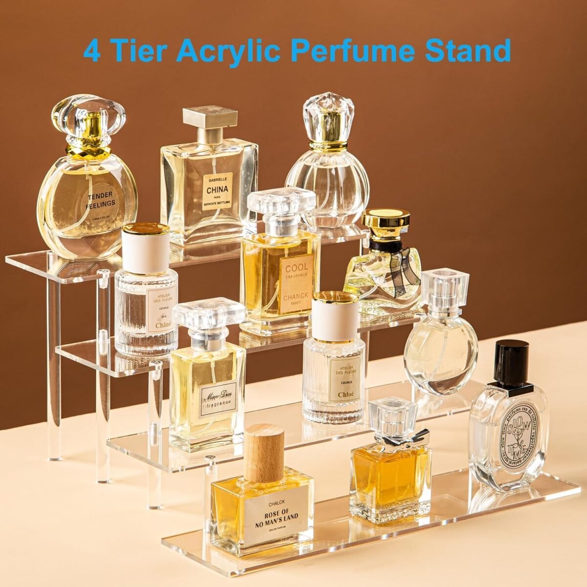 4 Tier Acrylic Perfume Organizer Stand, Clear Display Risers for Perfume, Cologne, Cosmetic, Skincare, Funko POP, Dessert Display, Cupcake Stand Holder - Image 3