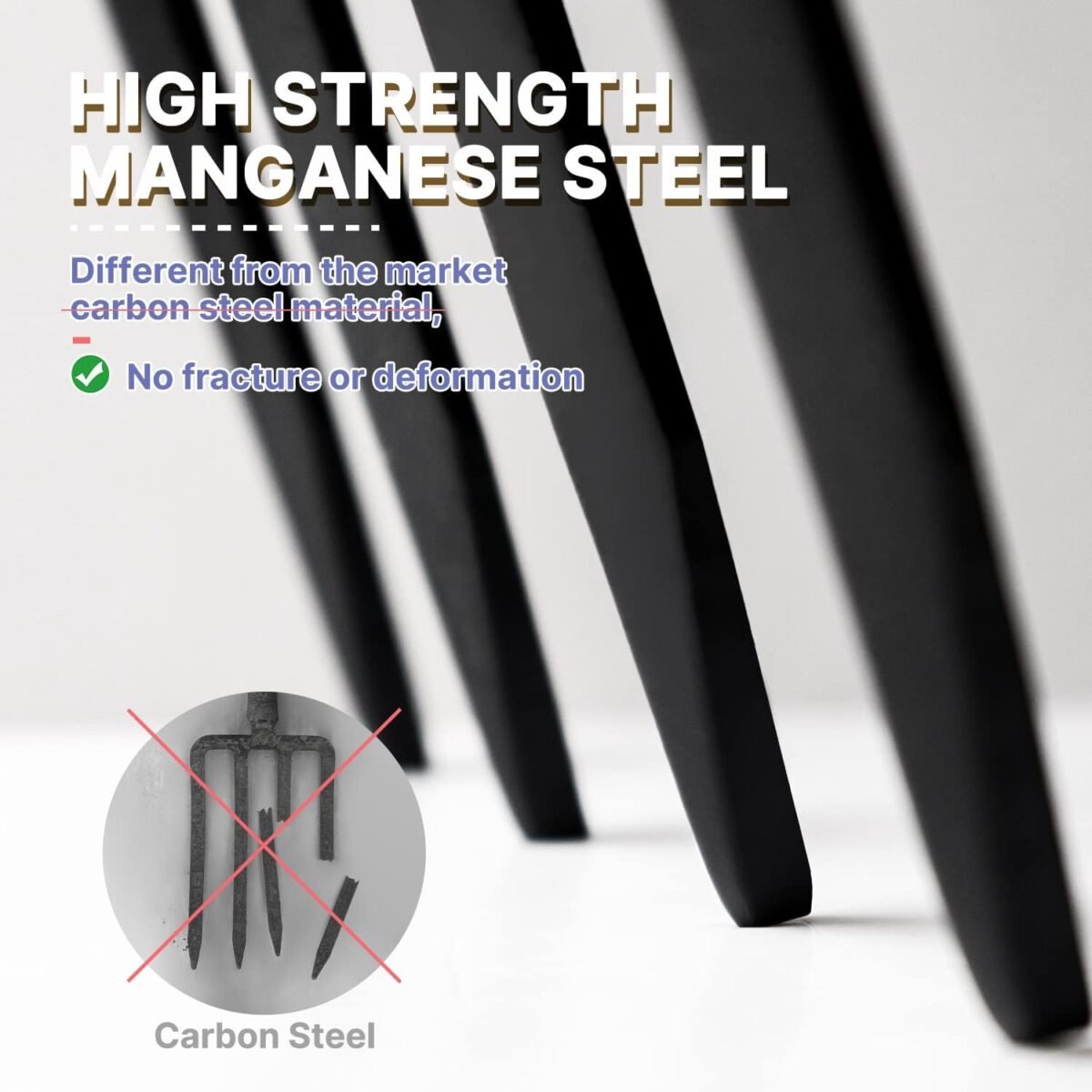 Garden Fork,4-Tine Spading Fork,Compost Fork,Steel Digging Fork,45Inch,Steel Y-Grip,Wooden Handel - Image 4