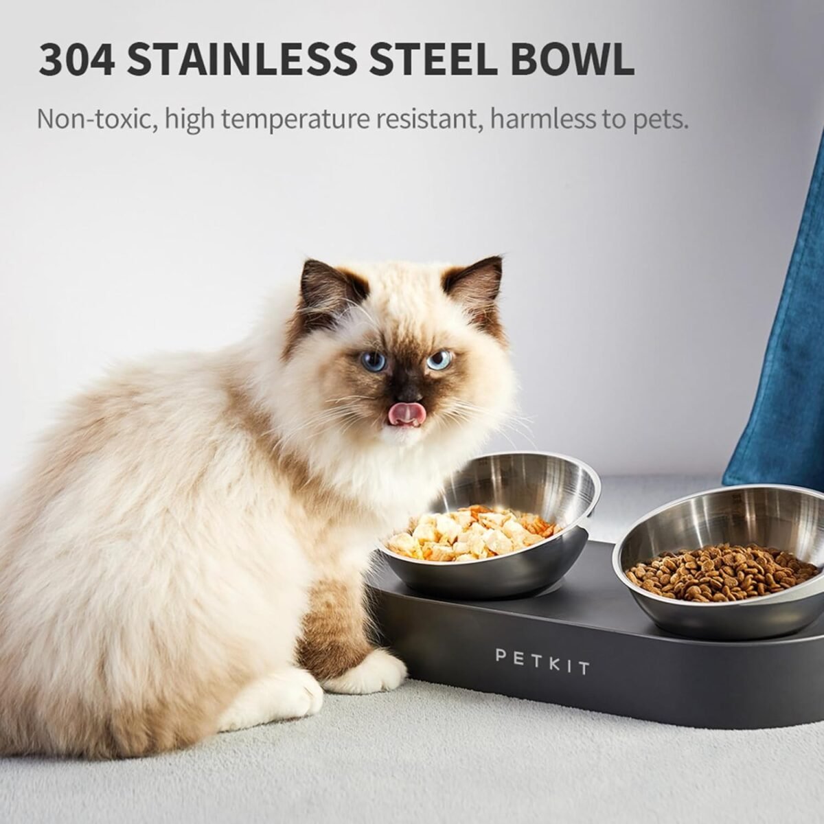 PETKIT Raised Dog Cat Food Bowl 304 Stainless Steel, Elevated Pet Food and Water Bowl Dishes, Elevated Cat Bowls, Non-Slip Tilted Cat Bowl No Spill - Image 3