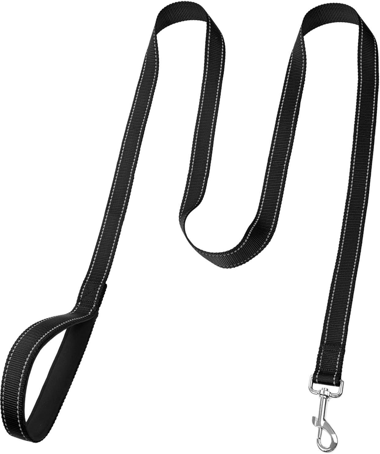 FunTags 6FT Reflective Dog Leash with Soft Padded Handle for Training,Walking Lead for Large & Medium Dog,1 Inch Wide,Black - Image 3