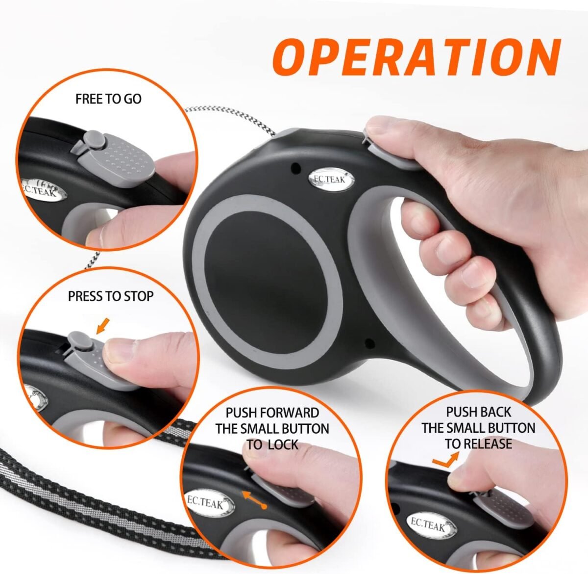 Retractable Dog Leash, 30 FT Dog Walking Leash for Medium Large Dogs up to 77 lbs, Heavy Duty No Tangle, Large - Image 5
