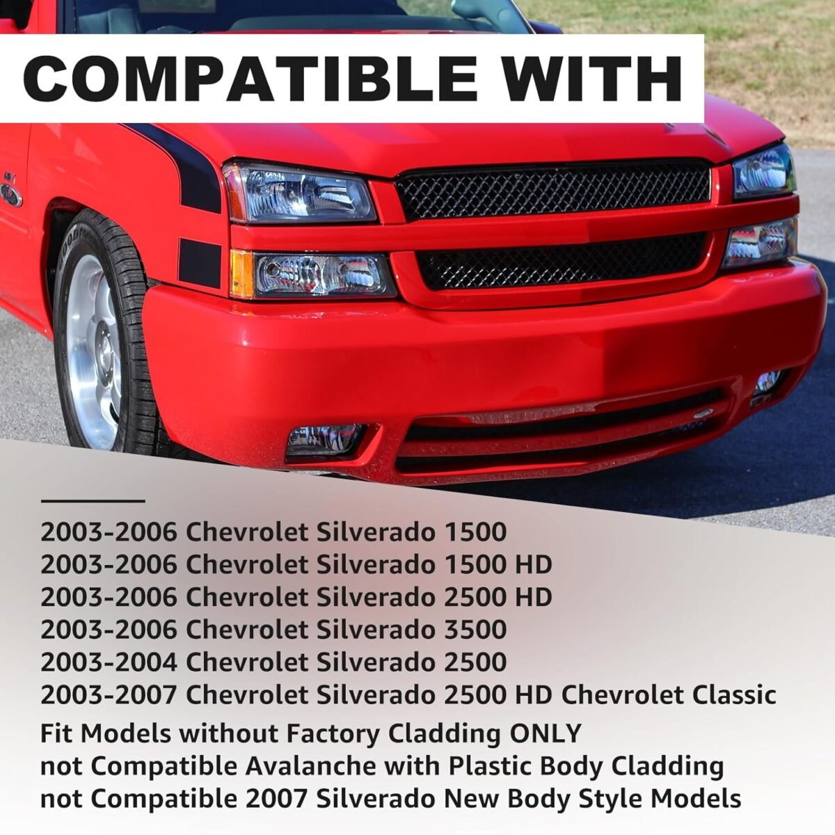 Headlight Tail Light Compatible With 2003-2006 Chevy Silverado 1500 1500HD 2500 2500HD, Chrome Housing Amber Corner - Image 3