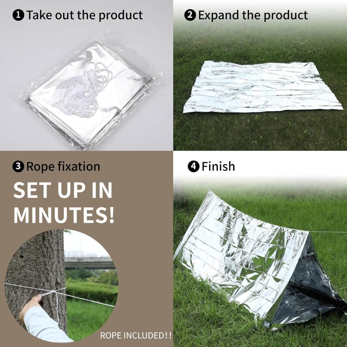 Life Emergency Shelter 7.4 oz Storm Shelter and Bivy Tent for Camping and Survival Gear Essentials, including sleeping bag, emergency blanket - Image 5