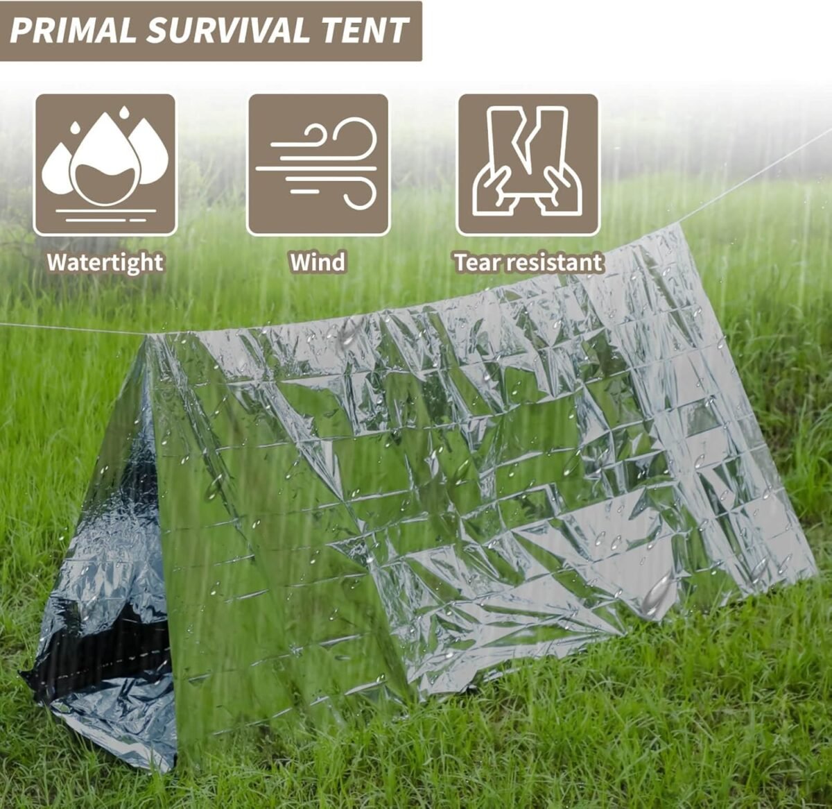 Life Emergency Shelter 7.4 oz Storm Shelter and Bivy Tent for Camping and Survival Gear Essentials, including sleeping bag, emergency blanket - Image 10