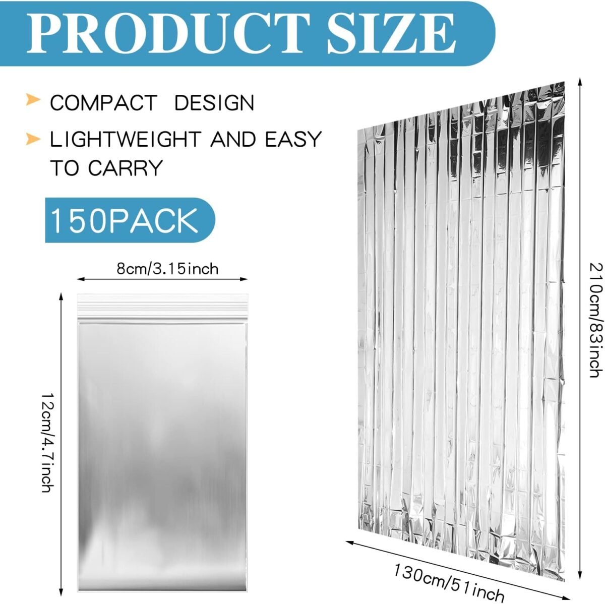 Macarrie Emergency Blanket Bulk Survival Thermal Silver Foil Reflective Blankets Pack for Cold Outdoors Camping Hiking First Aid Shelter Space Emergency Supplies Set - Image 3