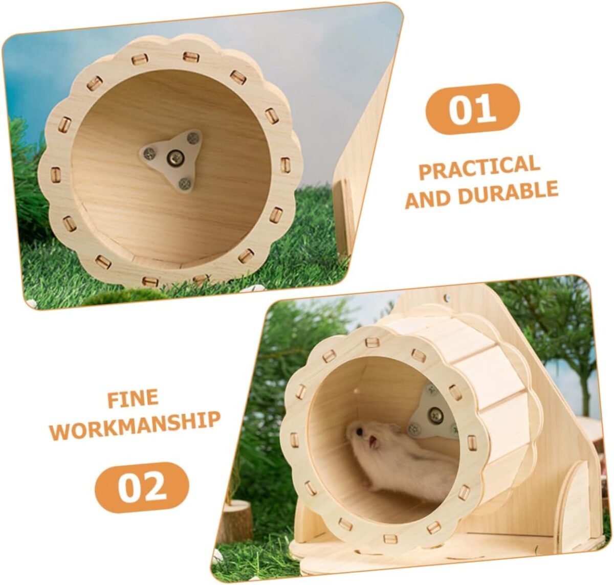 HEMOTON Wooden Hamster Running Wheel Silent Exercise Wheel for Small Pets Fun Interactive Plaything for Hamsters Gerbils and Mice Promotes Activity and Health - Image 6