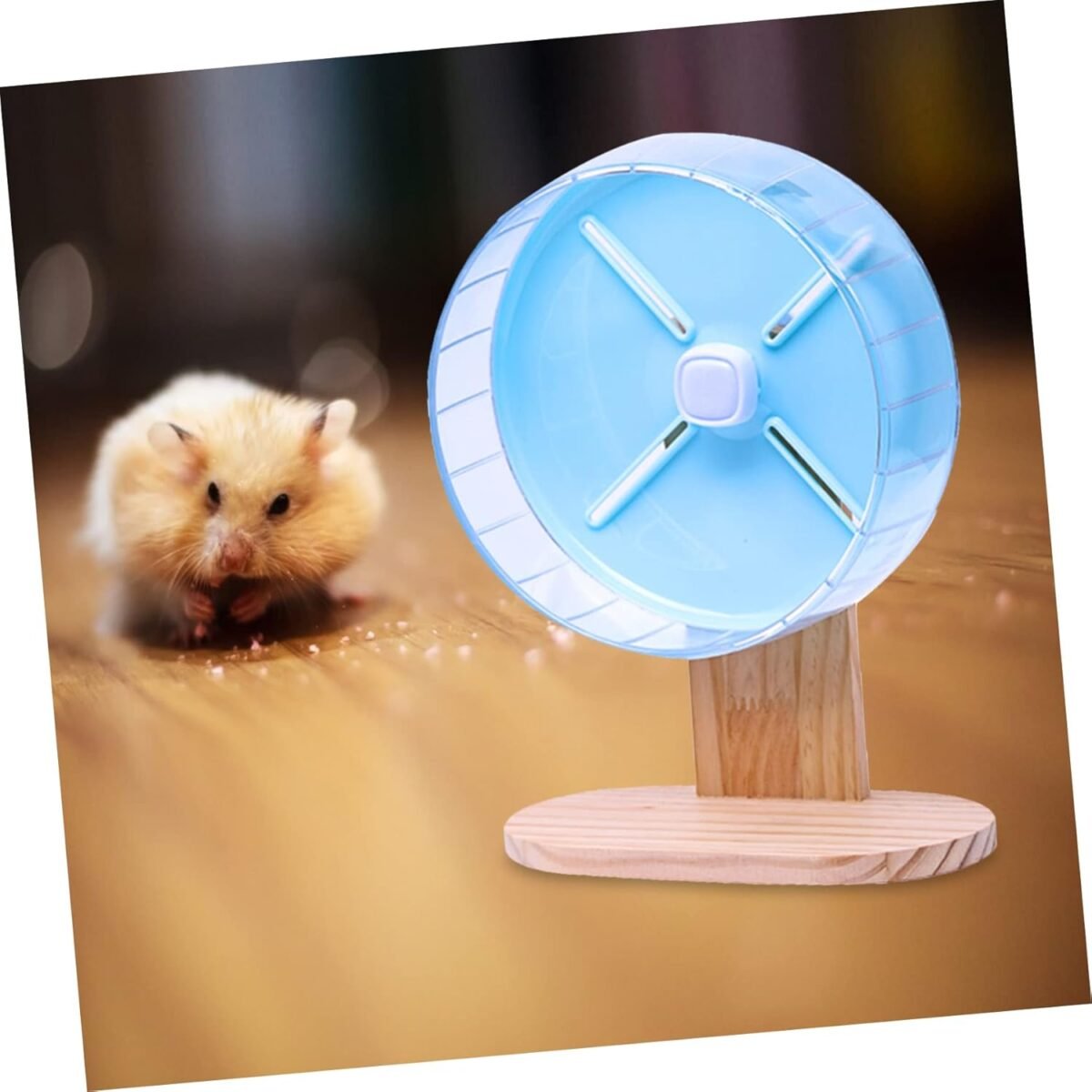 SUPVOX Wooden Hamster Wheel Base Stable Storage Holder for Hamster Running Wheel Silent Wheel Rack for Pets for Dwarf Hamsters and Mice - Image 5