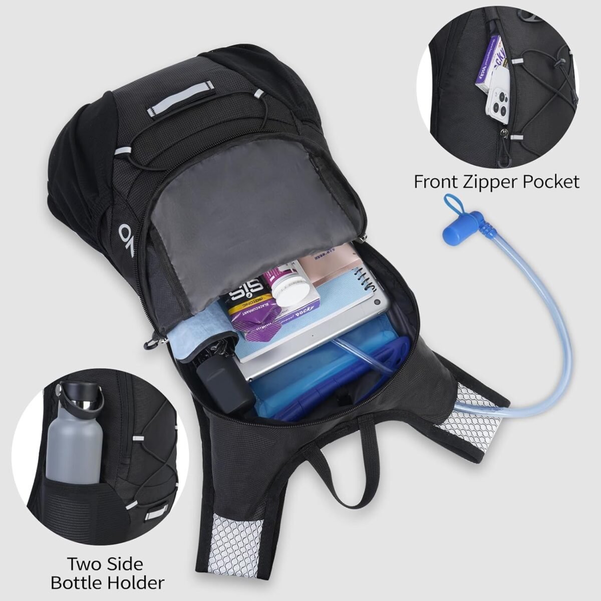 Lightweight Hydration Backpack, Running Backpack with 2L Water Bladder, Hydro Water Daypack for Cycling Hiking Rave for Men Women - Image 5