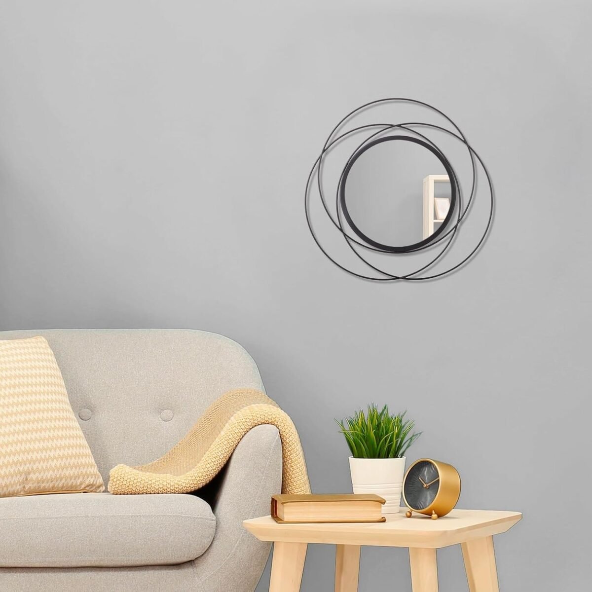 Black Circle Mirror Wall Decorative Metal Wall Mirror, Art Small Round Wall Home Mirror, Decor Living Room Bedroom Bathroom Entryway 12" - Image 4
