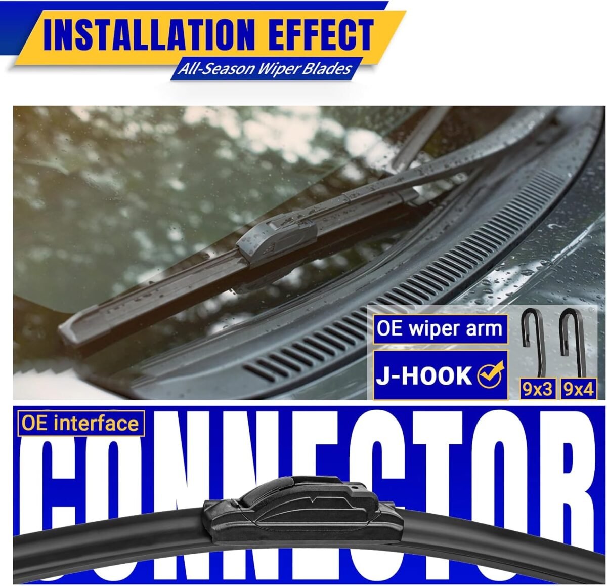 3 wipers Replacement for 2012-2016 Honda CRV CR-V, Windshield Wiper Blades Original Equipment Replacement - 26"/16"/13" (Set of 3) U/J HOOK - Image 4
