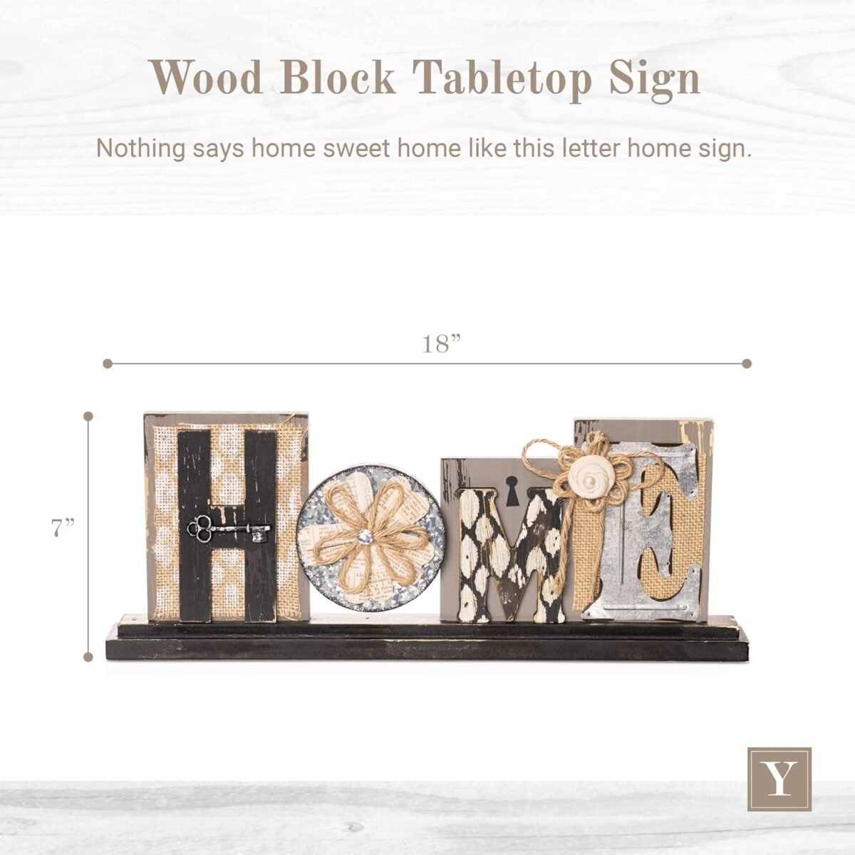 Young's Inc. Wood Block Tabletop Sign - Attractive Living Room Decor - Rustic Centerpiece Table Decorations - Home Decorations for Living Room - 17.5" W x 1.75" D x 7" H - Image 4