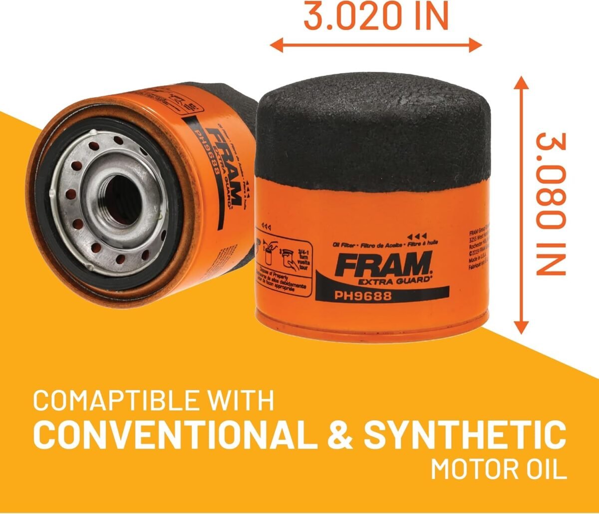 FRAM Extra Guard PH9688, 10K Mile Change Automotive Replacement Interval Spin-On Engine Oil Filter for Select Vehicle Models - Image 4