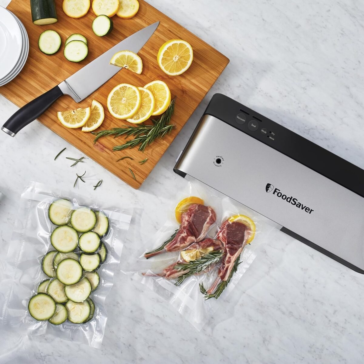 FoodSaver PowerVac Compact Vacuum Sealing Machine, Stainless Steel & Black, Vertical Storage, VS0150 | Preserves freshness, reduces bag waste, for both dry and wet food - Image 3