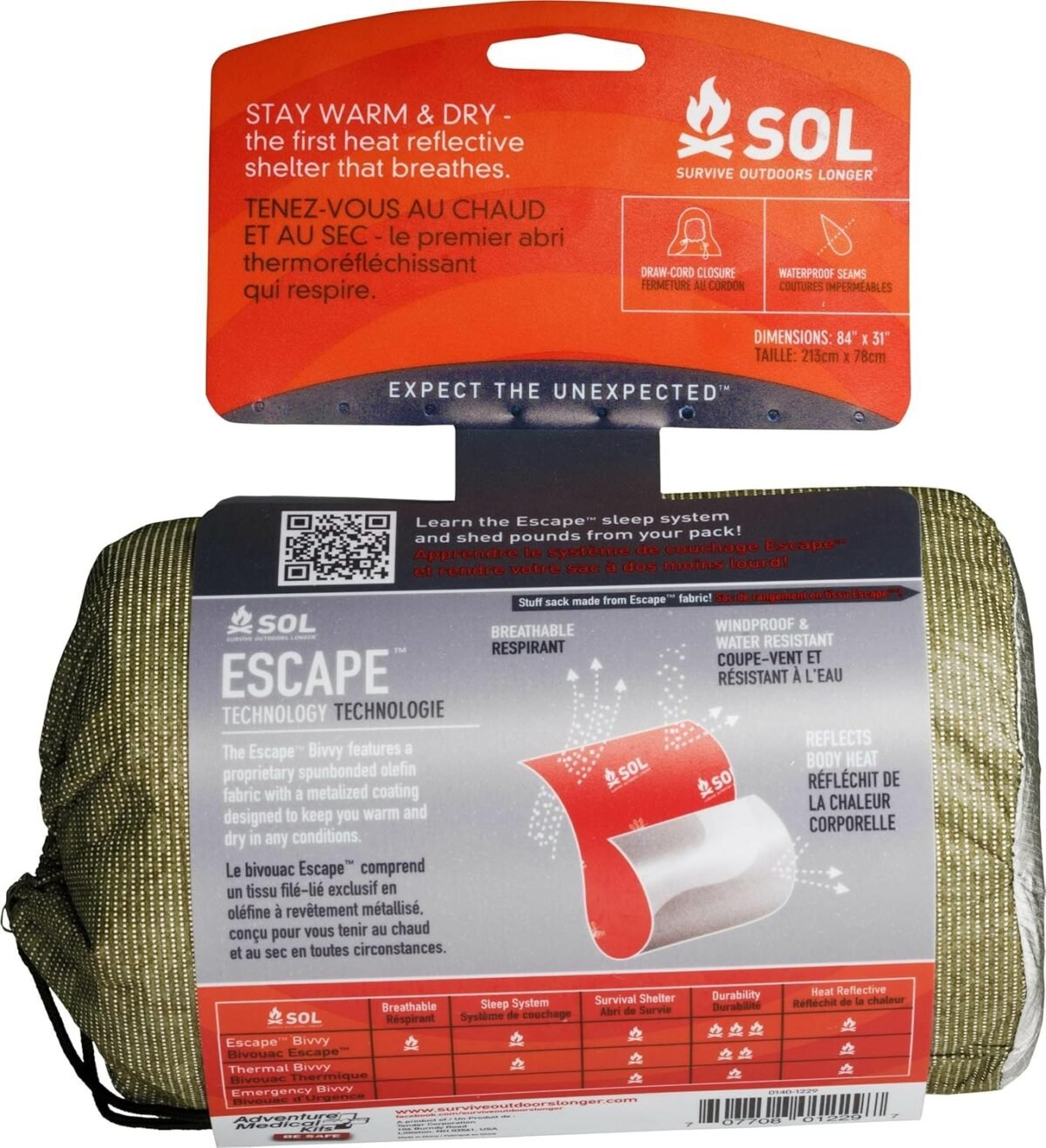 S.O.L. Survive Outdoors Longer SOL Escape Bivvy with Hood - Green - Image 3