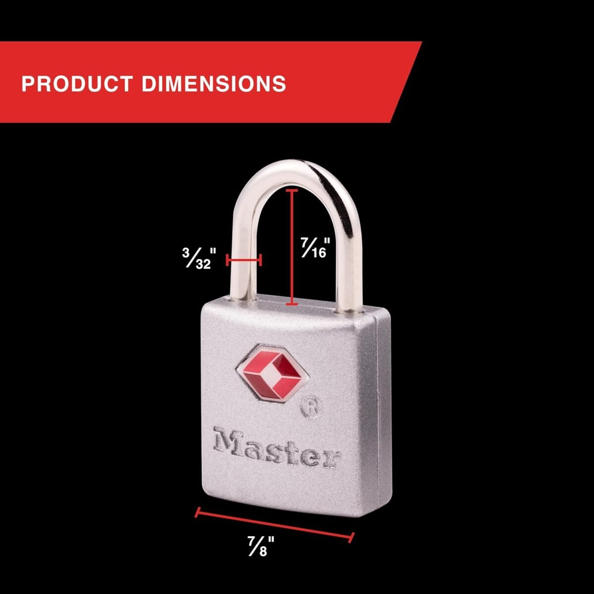Master Lock TSA-Accepted Luggage Lock, 7/8 in. Wide, 4683Q (Pack of 4) Keyed Padlock, 4 Pack, Brass - Image 3