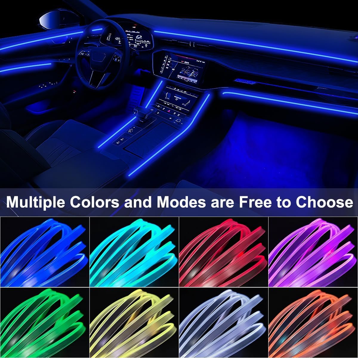Interior Car LED Strip Lights APP Control, 5 in 1 RGB 16 Million Colors Ambient Lighting Kit with 236 inches Fiber Optic, Music Mode Inside Car Lighting Decorations - Image 3