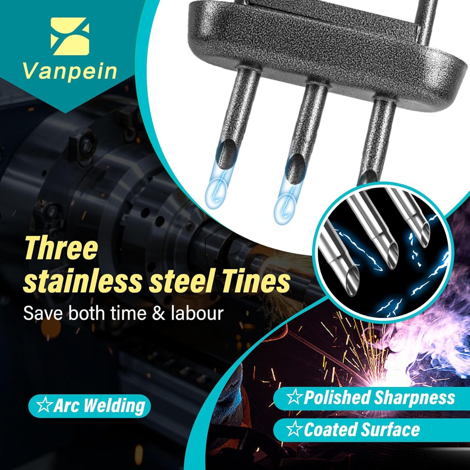 Lawn Aerator Core Garden Tool with Storage Tray, Manual Yard Grass Plug Aerators & A Clean Tool, 3 Tines Coring Aerator Tool for Soil Aeration, Lawn Care, Loose Soil, 38” - Image 5