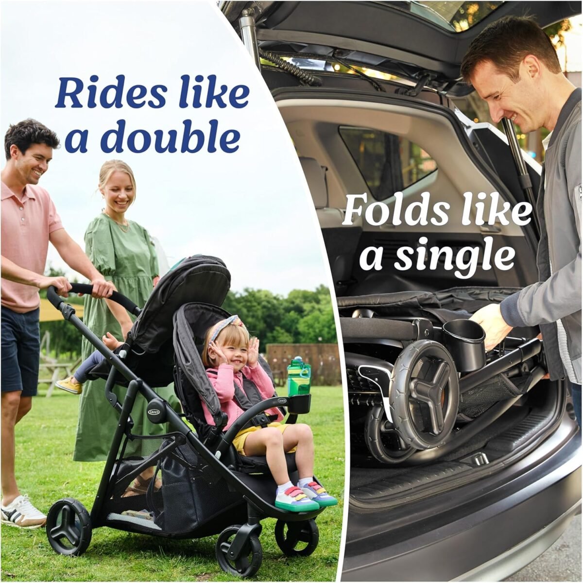 Graco Ready2Grow LX 2.0 Double Stroller Features Bench Seat and Standing Platform Options, Clark - Image 3