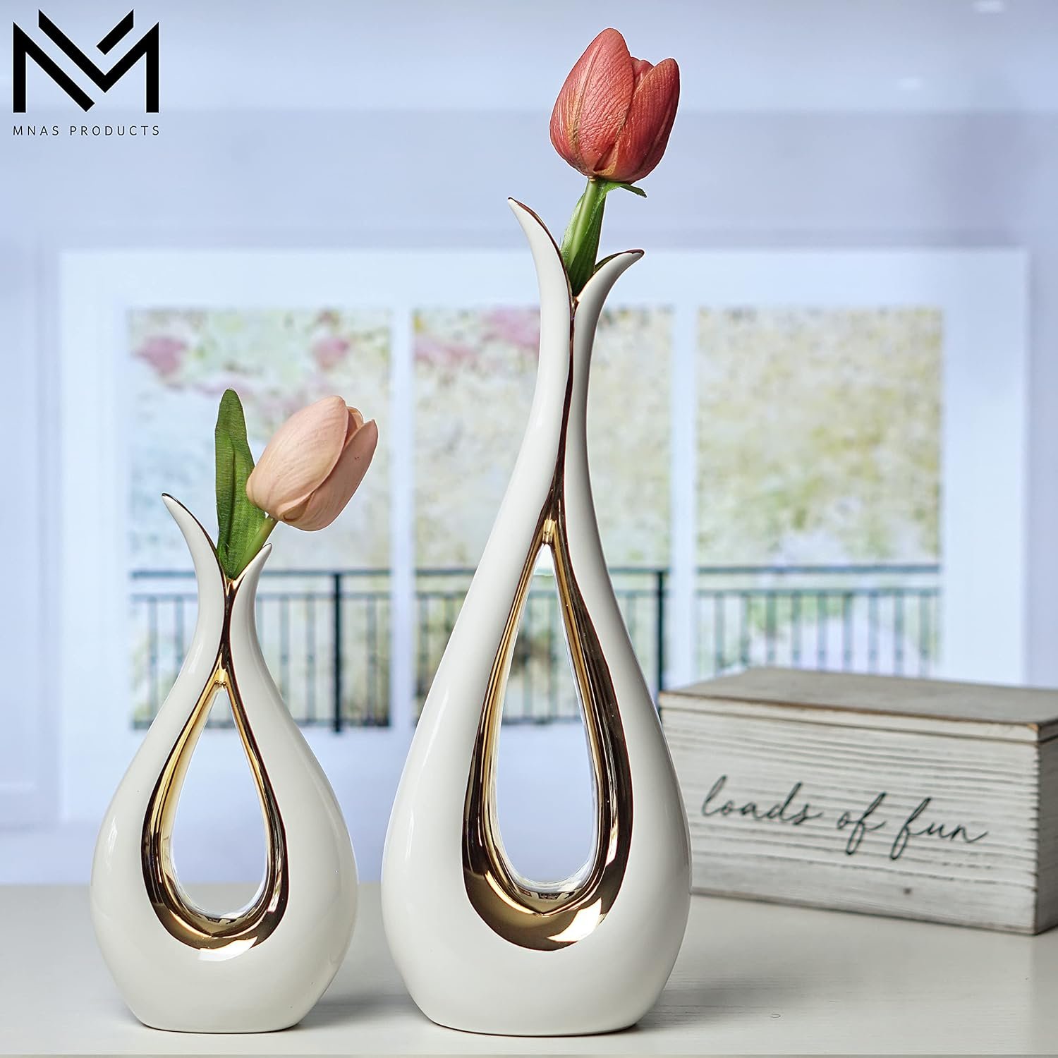 White Ceramic Decorative Vases, Set of 2, Nordic, Modern, Minimalist Design, for Home Decor, Bedroom, Weddings, Restaurants, Office and More - Image 6