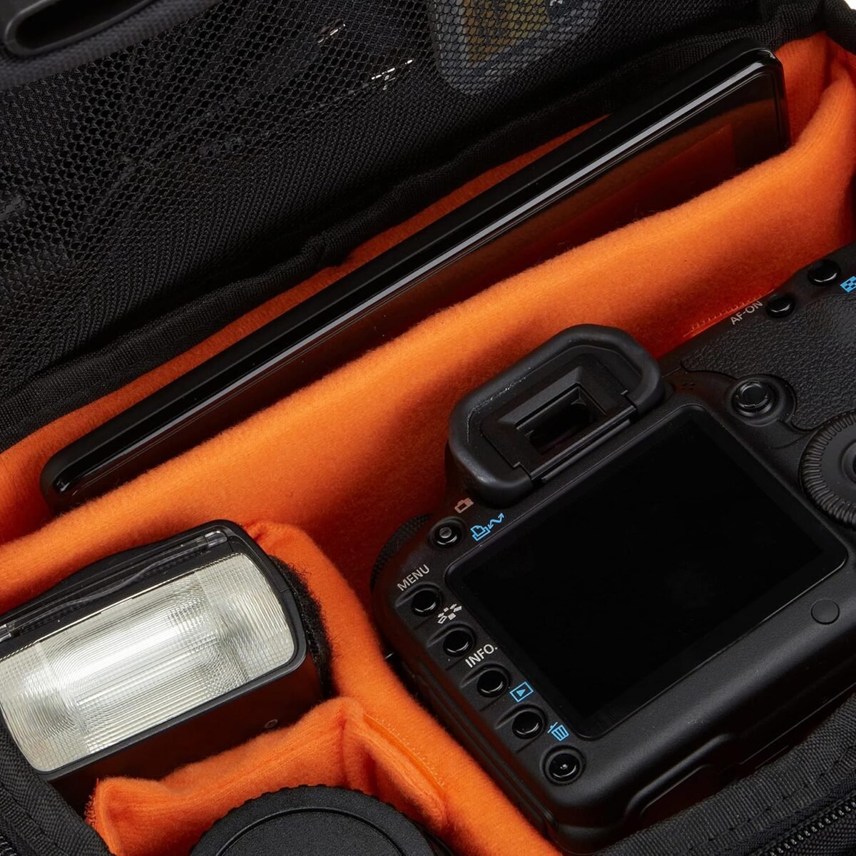 Amazon Basics Large DSLR Gadget Bag, Black with Orange Interior, Solid - Image 7