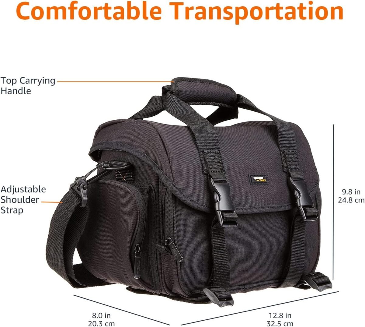 Amazon Basics Large DSLR Gadget Bag, Black with Orange Interior, Solid - Image 10