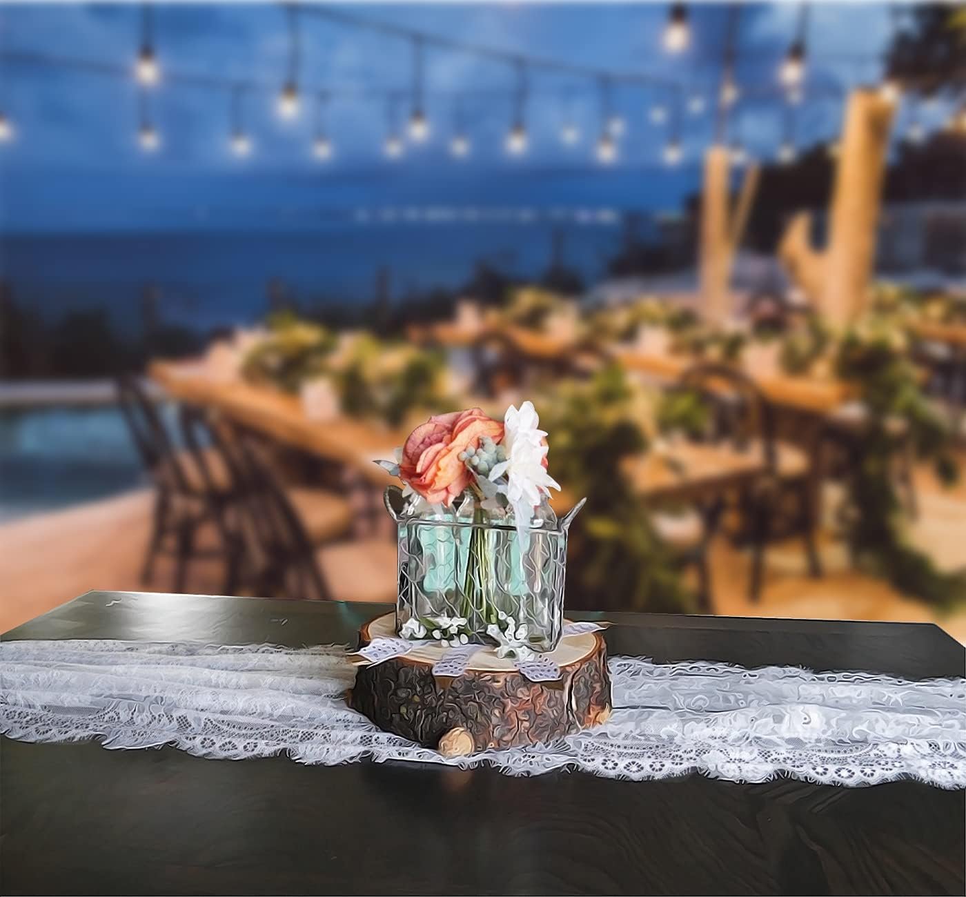 3 Pcs White Lace Table Runner 14 x 120 Inch Embroidered Boho Table Runner for Wedding Party Bridal Shower Decorations Vintage Rustic Table Runners - Image 8