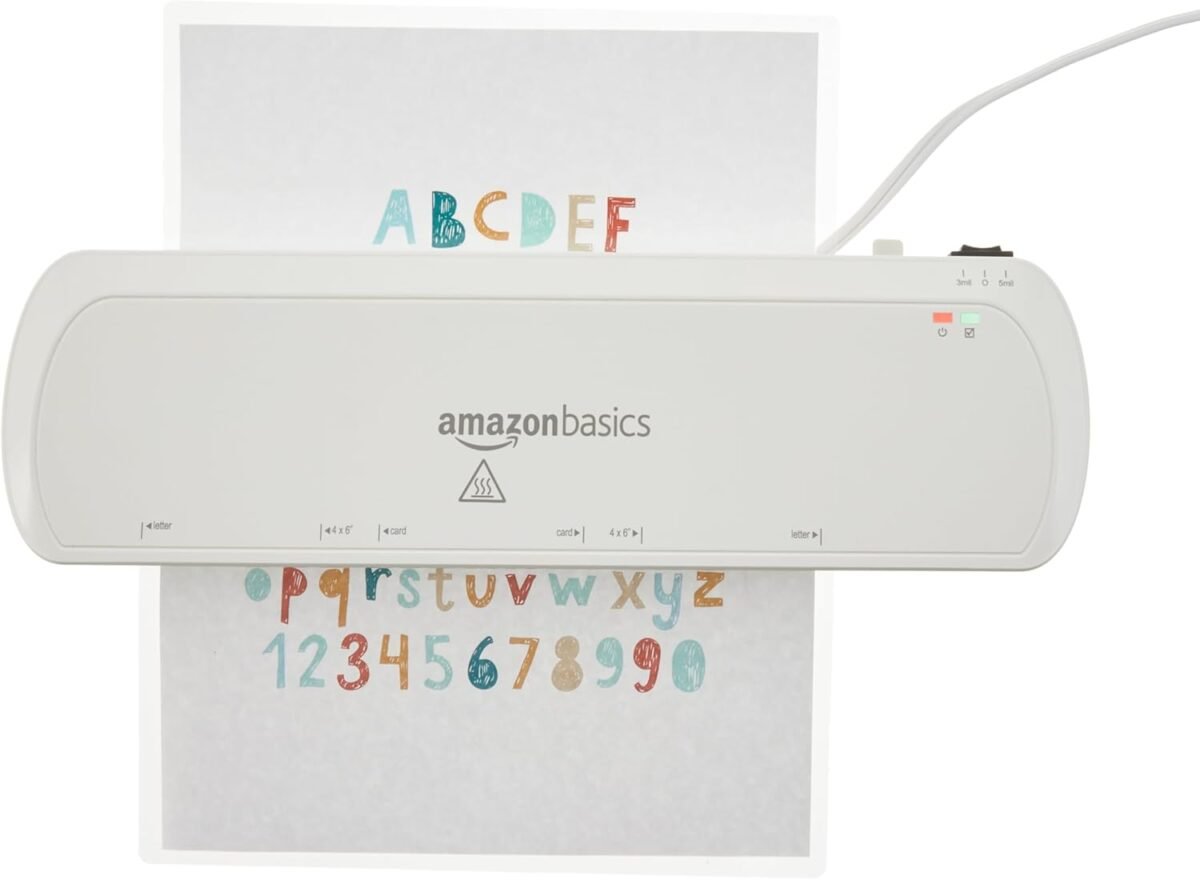 Amazon Basics Thermal Laminator Machine, Laminates Photos Cards Documents, Laminators for Teachers Home Office School, 9 in, White - Image 3