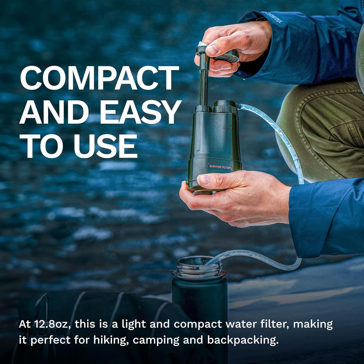 Survivor Filter PRO - Hand Pump Camping Water Filtration System Survival - Water Purifier Survival - Image 3