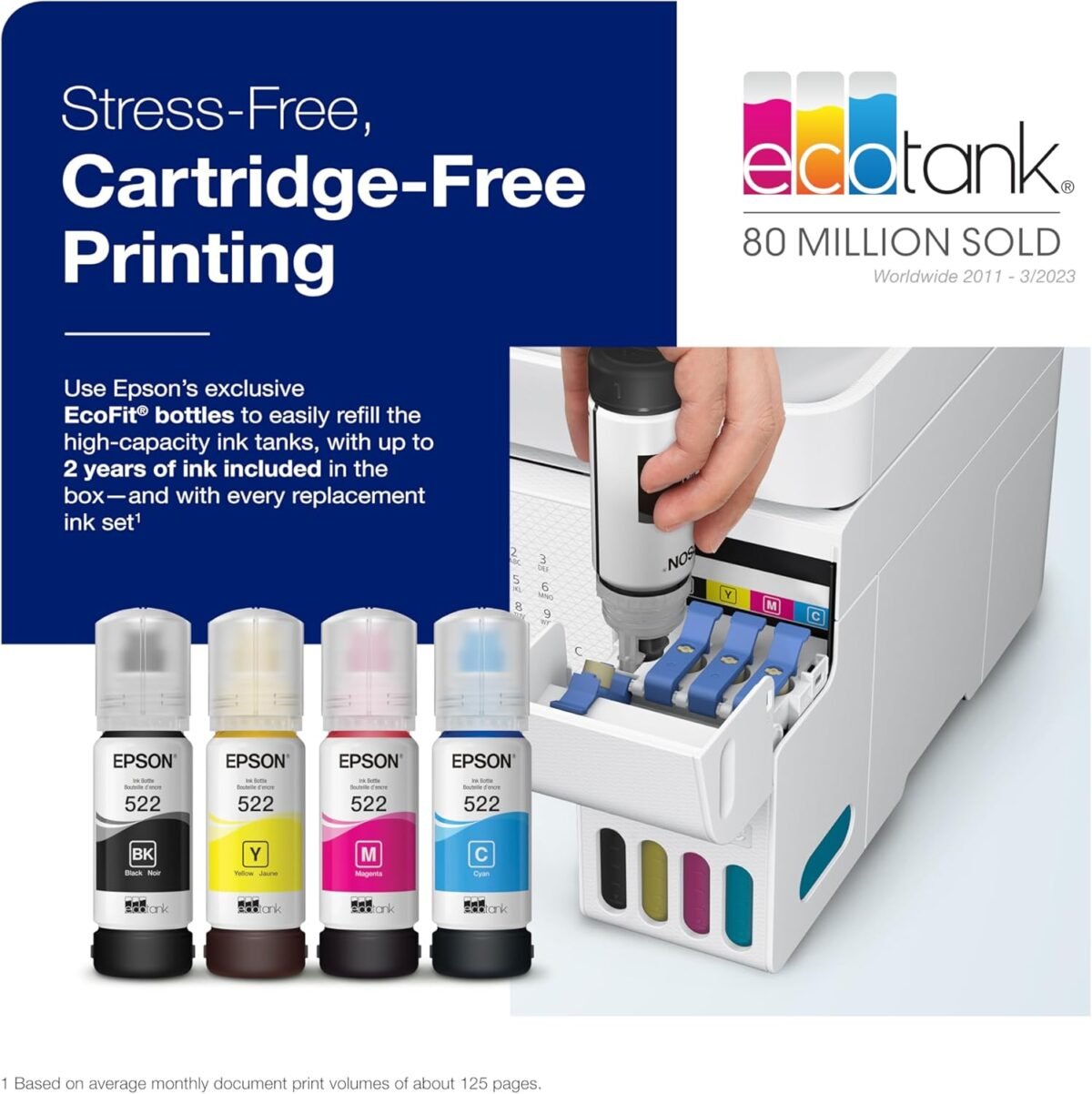 Epson EcoTank ET-4800 Wireless All-in-One Cartridge-Free Supertank Printer with Scanner, Copier, Fax, ADF and Ethernet – Ideal-for Your Home Office, White - Image 4