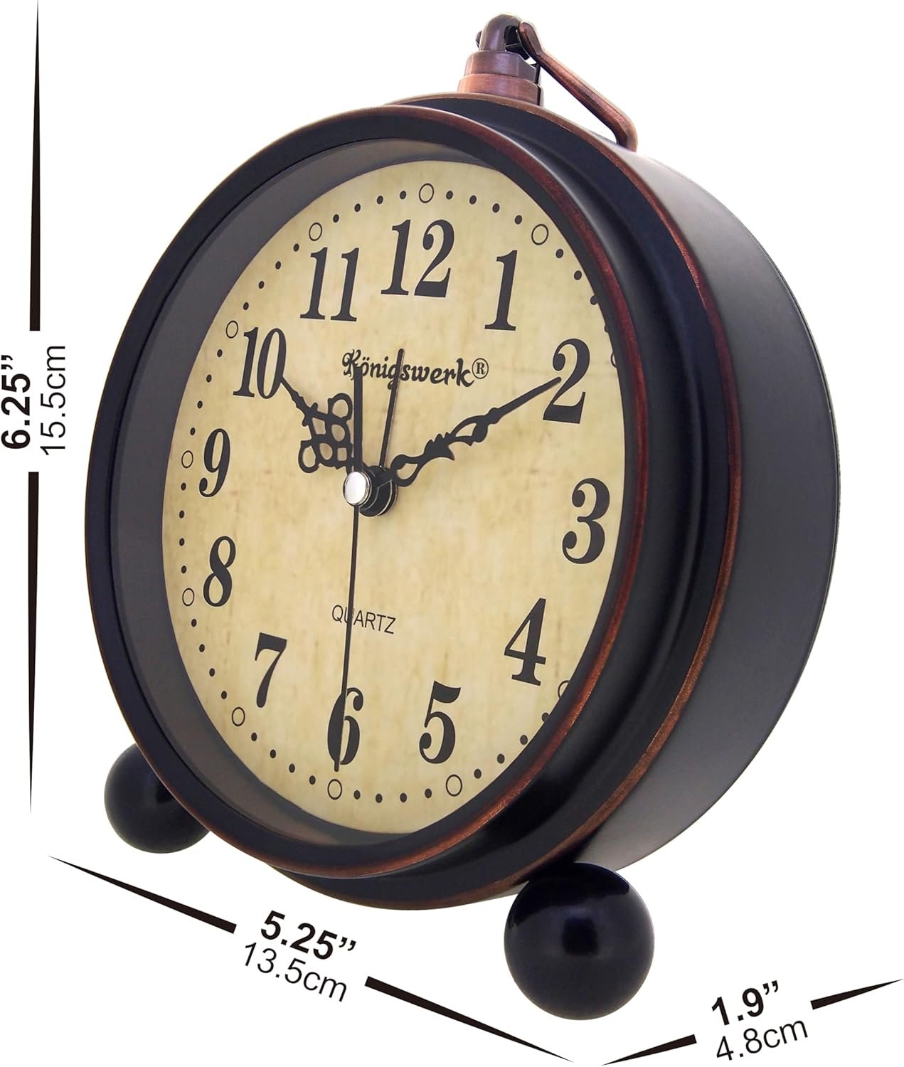 Vintage Analog Alarm Clock, 5.25 inch Small Silent Desk Clock with Night Light, Battery Operated for Table, Bedroom, Bedside, Living Room, Room Decor (Classic) - Image 3