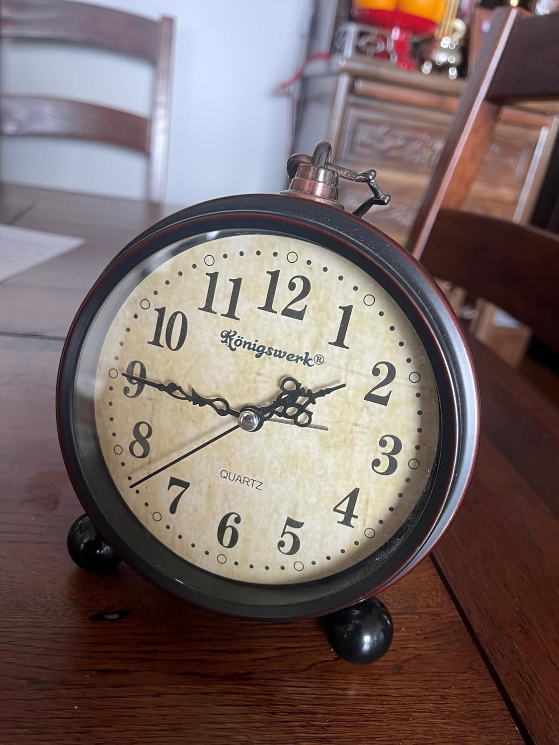 Vintage Analog Alarm Clock, 5.25 inch Small Silent Desk Clock with Night Light, Battery Operated for Table, Bedroom, Bedside, Living Room, Room Decor (Classic) - Image 8