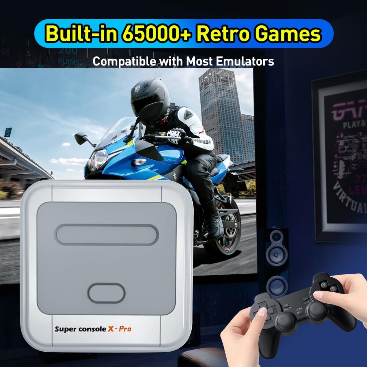 Kinhank 2025 Upgrade Retro Game Console,Super Console X PRO Emulator Console with 65000+ Games,70+Emulators,Dual System,4K TV,5 Players,LAN/WiFi,Durable Controllers,Best Gifts - Image 3