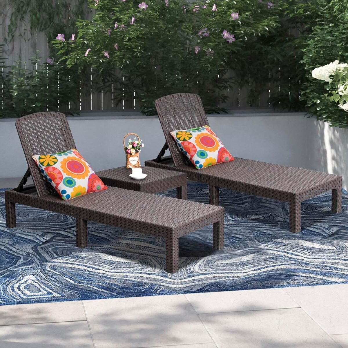 DIMAR GARDEN Outdoor Chaise Lounge,Resin Pool Lounge Chair Waterproof Recliner,Mocha - Image 7