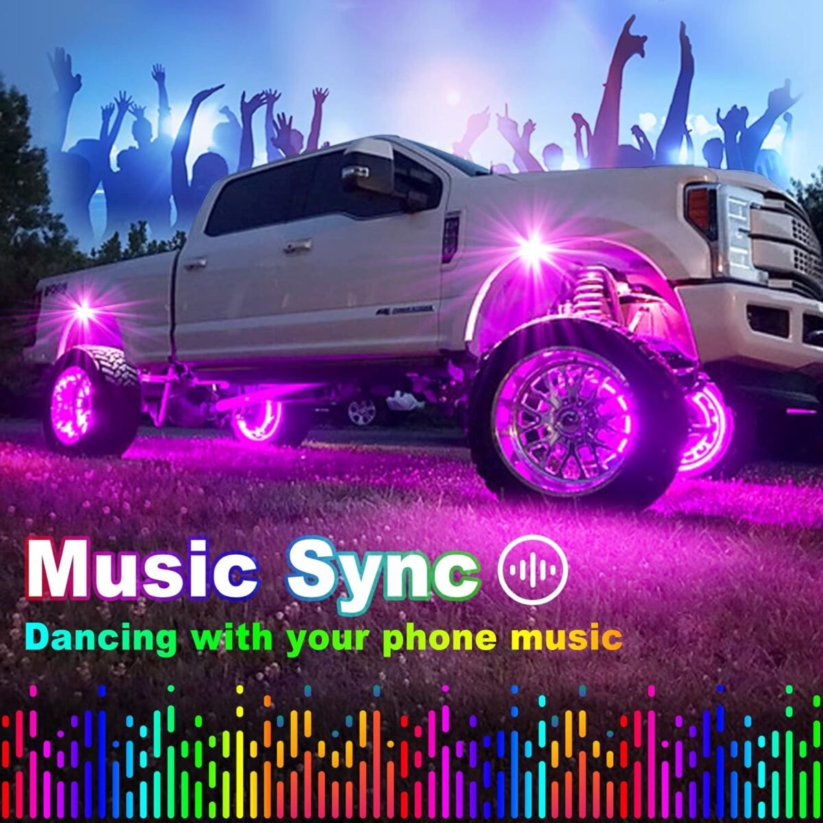 YiLaie RGB LED Rock Lights 14 Pods, 210 LEDs Lights with Phone App/Remote Control & Timing & Music Mode Rock Lights Kits, Waterproof Underglow Light for ATV RZR UTV SUV Off Road AUTO Motorcycle - Image 3