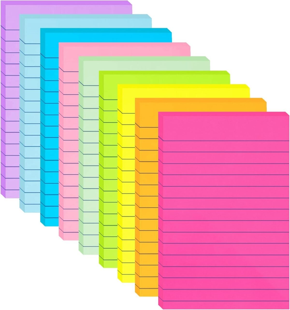 9 Pack Lined Sticky Notes 4x6 in Post Sticky Notes with Lines, 9 Bright Colors Large Ruled Post Sticky Colorful Super Sticking Power Memon Pads, for Office, Home, 35 Sheets/Pad - Image 2