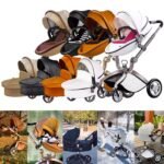 Baby Stroller High Landscape Convertible Infant Stroller Adjustable Canopy & Backrest Storage Basket Foot Cover