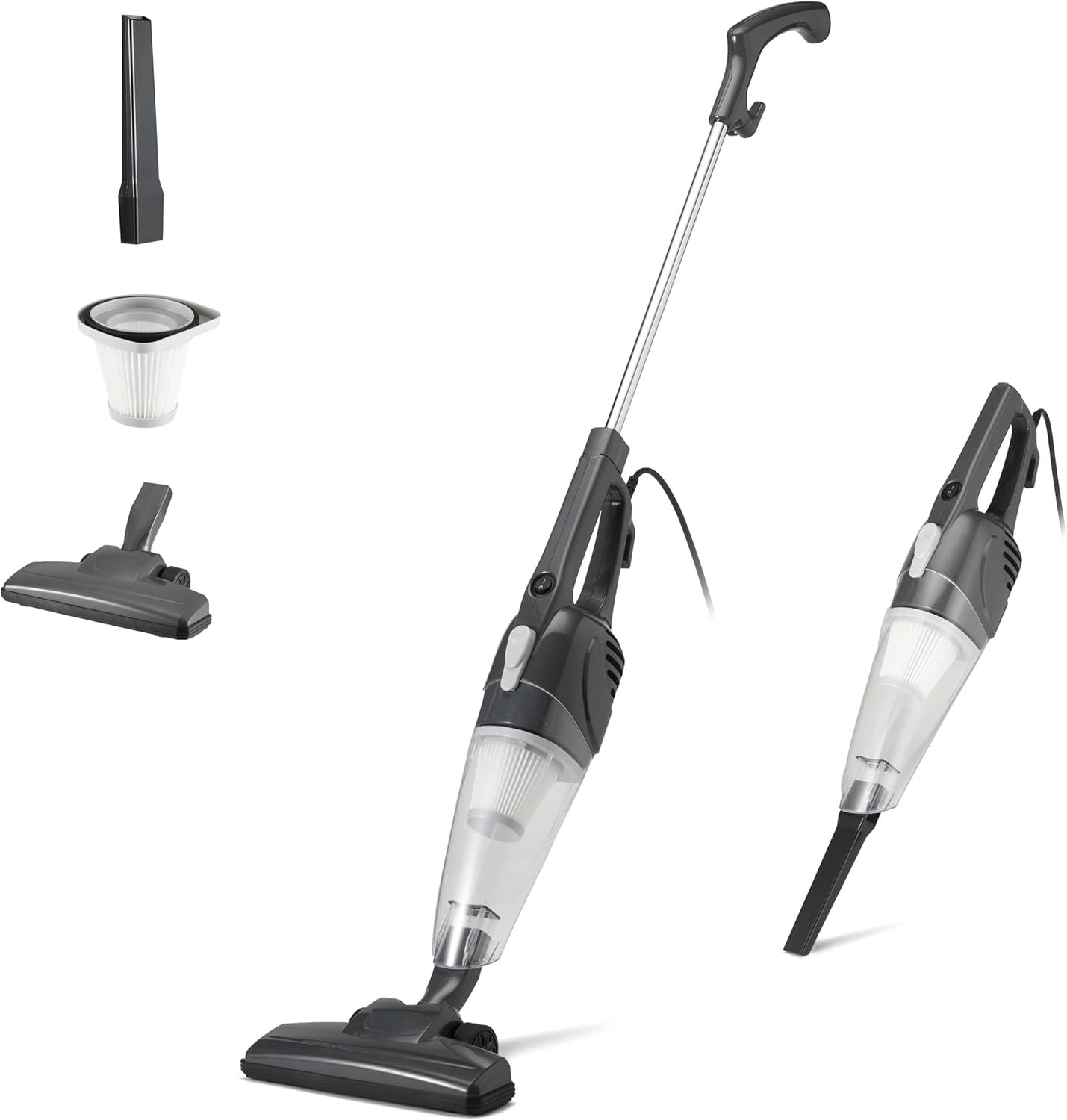 Amazon Basics 2-in-1 Stick Vacuum Cleaner for Home, Convertible to Handheld, Lightweight (3.9 LBS), with Washable HEPA Filter, 0.5L Dust Cup and Crevice Tools, 19.7-Ft Cord, 300W, Black - Image 2