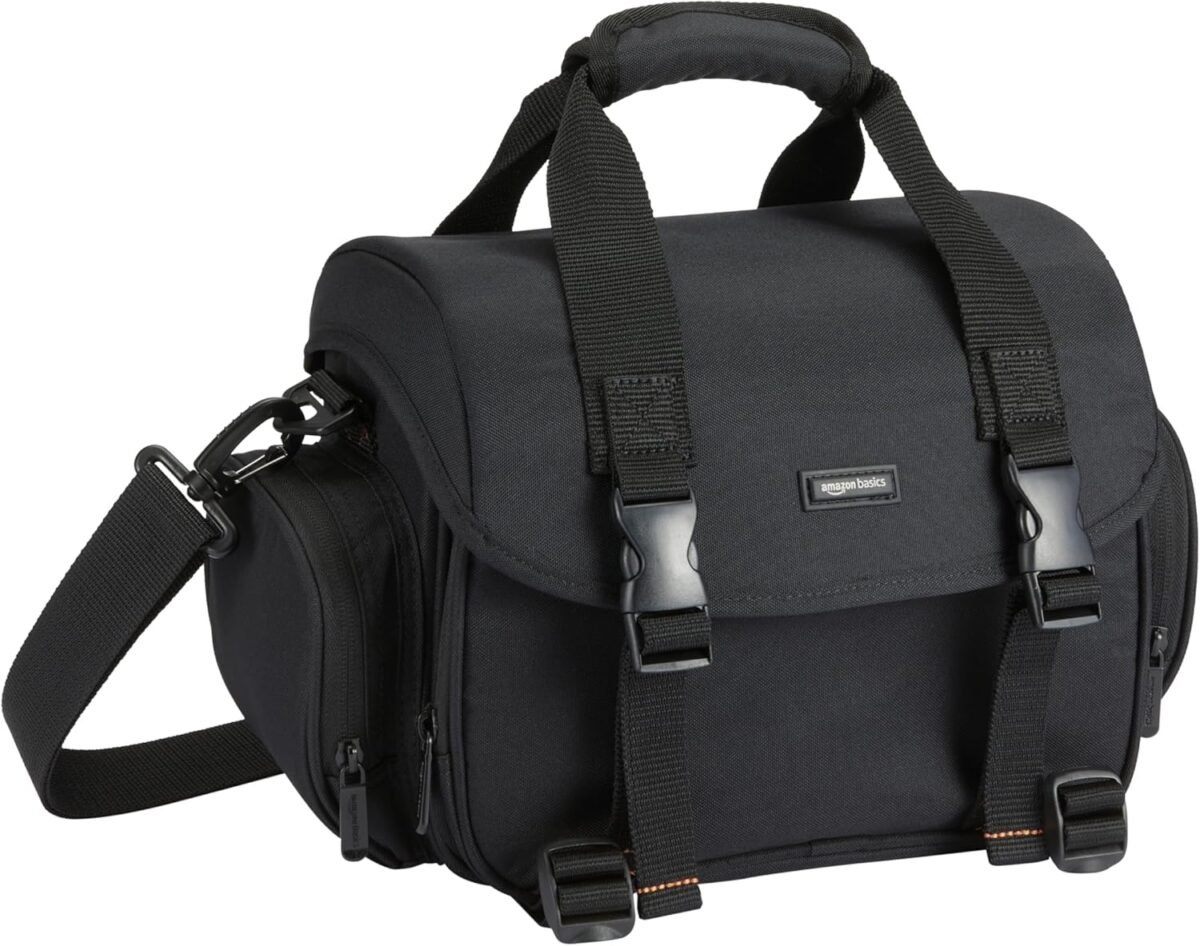 Amazon Basics Large DSLR Gadget Bag, Black with Orange Interior, Solid - Image 2