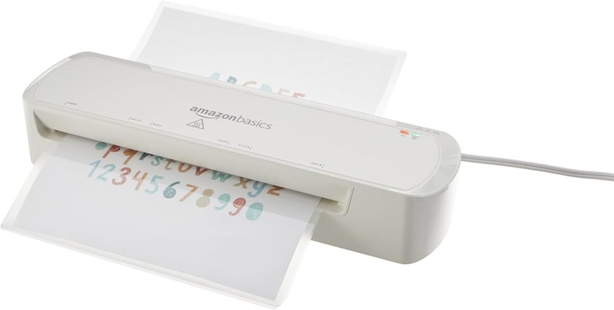 Amazon Basics Thermal Laminator Machine, Laminates Photos Cards Documents, Laminators for Teachers Home Office School, 9 in, White - Image 2