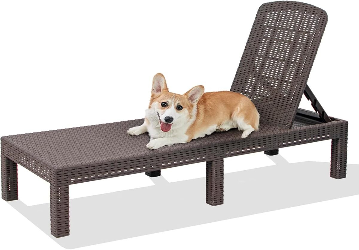 DIMAR GARDEN Outdoor Chaise Lounge,Resin Pool Lounge Chair Waterproof Recliner,Mocha - Image 2