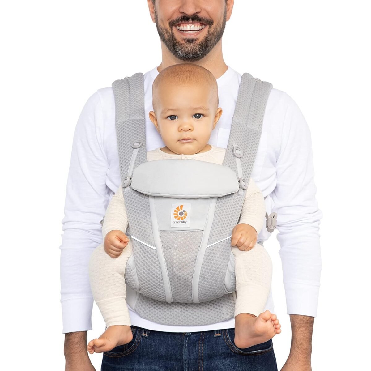 Ergobaby All Carry Positions Breathable Mesh Baby Carrier with Enhanced Lumbar Support & Airflow (7-45 Lb), Omni Breeze, Pearl Grey - Image 2