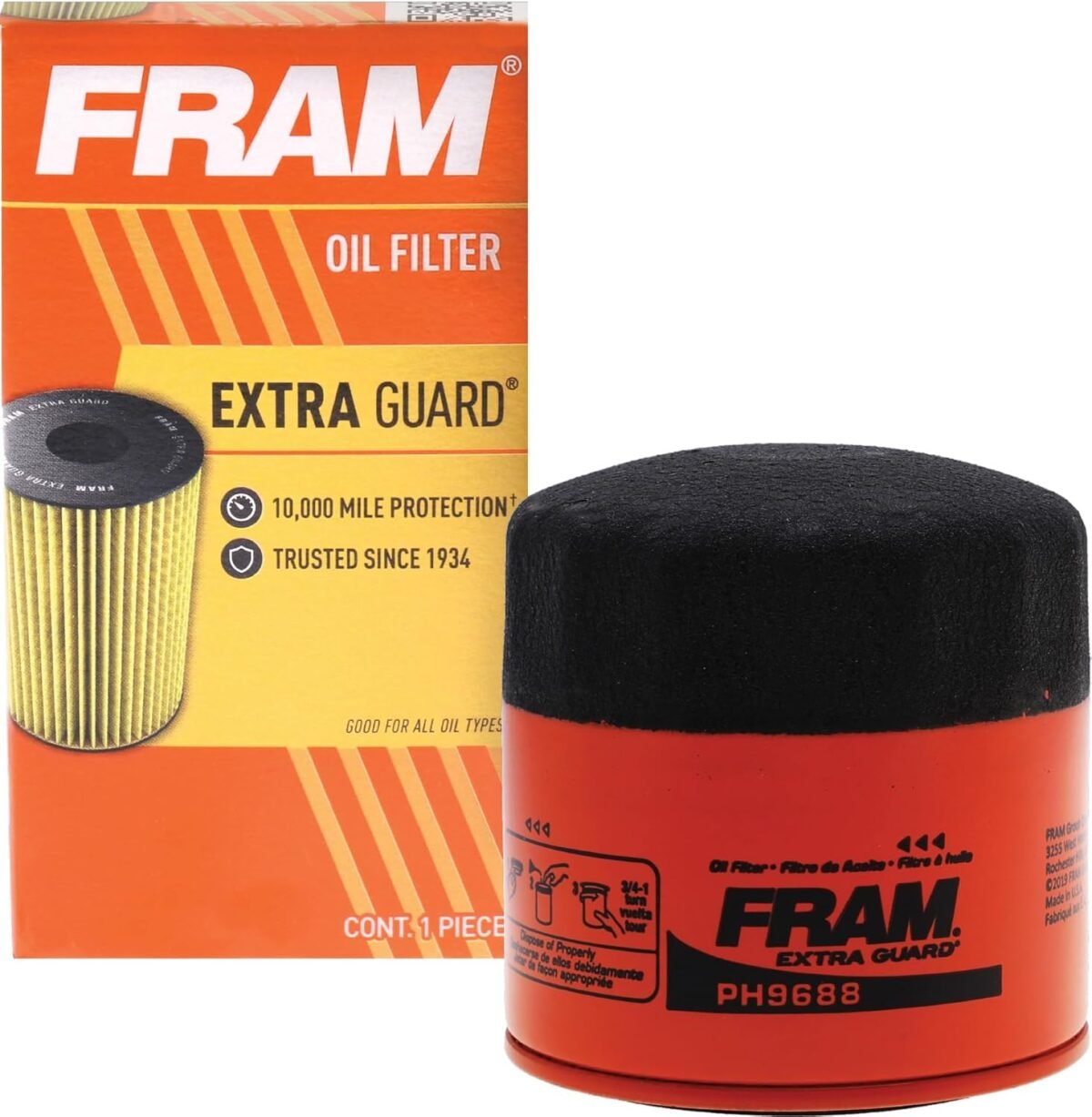 FRAM Extra Guard PH9688, 10K Mile Change Automotive Replacement Interval Spin-On Engine Oil Filter for Select Vehicle Models - Image 2