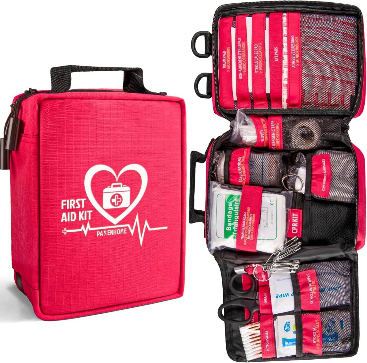 First Aid Kit, Trauma First Aid Kits with Labelled Compartments Molle System, Professional Emergency Kits for Home, Office, Car, Outdoor, Hiking, Travel, Camping - Image 2