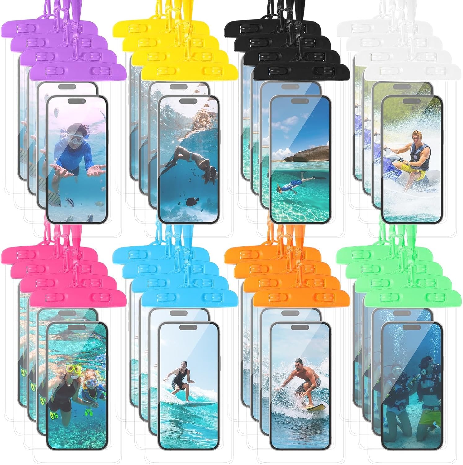 Flutesan 40 Pack Universal Clear Waterproof Phone Pouch Cell Phone Pouch Dry Bag Waterproof Cases Bag with Lanyard for Outdoor Sport Water Games Protect, up to 7 Inches(Varicolored) - Image 2