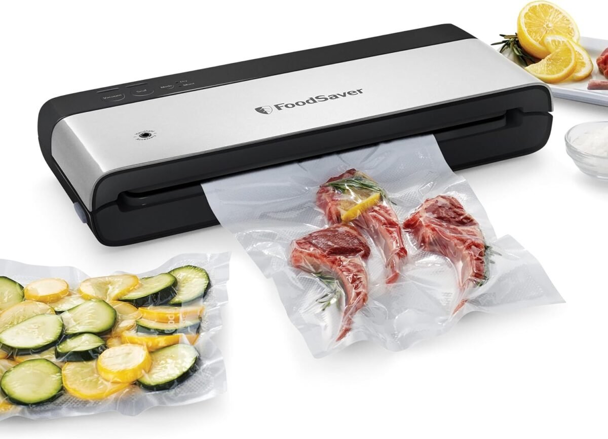 FoodSaver PowerVac Compact Vacuum Sealing Machine, Stainless Steel & Black, Vertical Storage, VS0150 | Preserves freshness, reduces bag waste, for both dry and wet food - Image 2