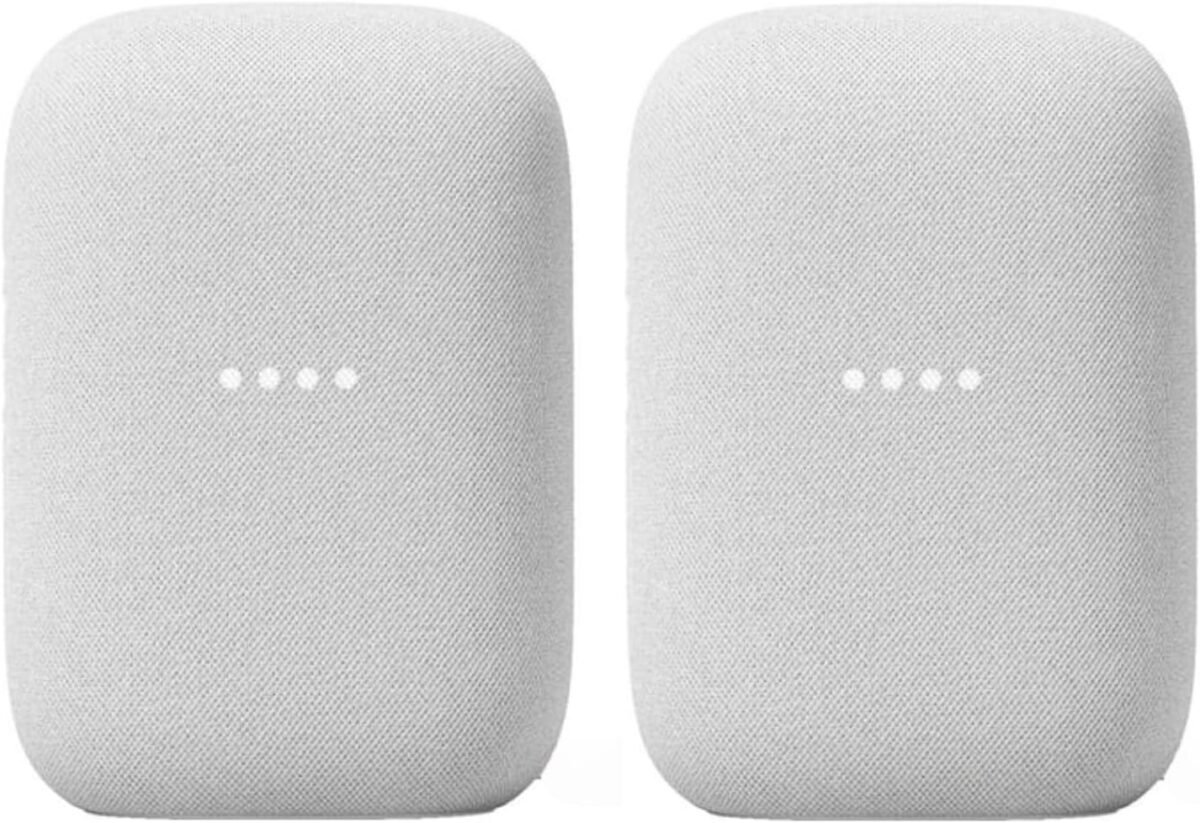 Google Audio (2-Pack) Smart Speakers – Wireless Bluetooth & Wi‑Fi Home Speaker Bundle with Powerful Stereo Sound, Multi-Room Audio Assistant Voice Control - Image 2