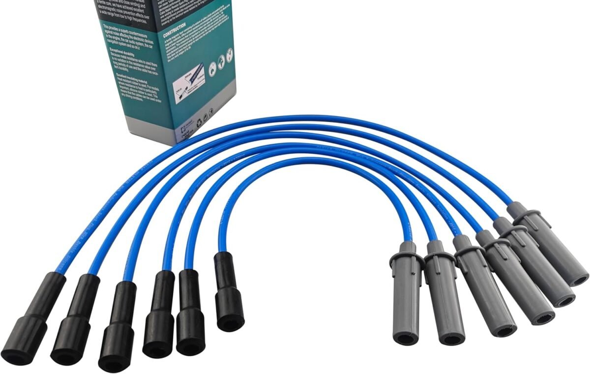 High Performance Racing Spark Plug Wires Compatible with Pacifica Town&Country Voyager Caravan Grand Caravan OHV 3.3L 3.8L V6 2001-2010 Blue - Image 2