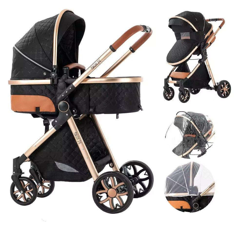 Luxury Baby Stroller 2 in 1 Foldable Stroller High landscape Newborn Baby Bassinet Puchair Lightweight baby cart with comfort Luxury Baby Stroller 2 in 1 Foldable Stroller High landscape Newborn Baby Bassinet Puchair Lightweight baby cart with comfort