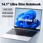 14.1″ Ultra Slim Laptop 16GB RAM 2TB SSD Intel N3700 Notebook Gamer Windows 11 Pro 1920*1080 Display Office Study Computer PC
